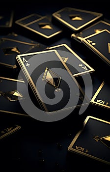 Black poker cards with gold