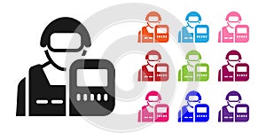 Black Police officer icon isolated on white background. Set icons colorful. Vector