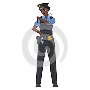 Black police woman in bullet proof vest