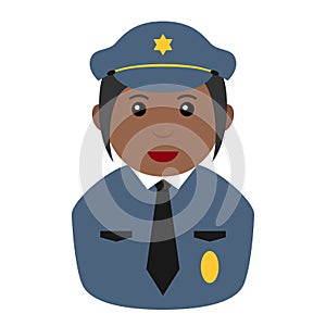 Black Policewoman Avatar Flat Icon photo