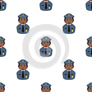 Black Policewoman Icon Seamless Pattern