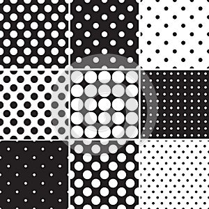 Black polka dot seamless patterns photo