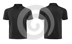 Black polo tshirt design template isolated on white background. photo