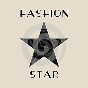 Black polygon star. Fashion star. geometric shapes.