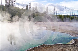 Black Pool hot spring in West Thumb Geyser Basin. Yellowstone National Park