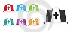 Black Pope hat icon isolated on white background. Christian hat sign. Set icons colorful. Vector