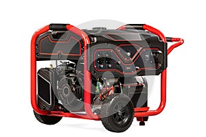 Black portable electric gas generator isolated on white for backup energy