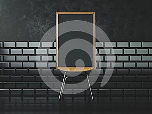 Black poster on the chair. 3d rendering