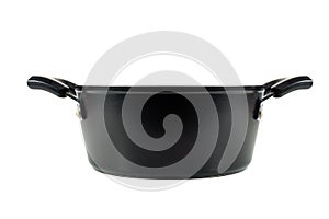 Black pot non stick pan isolated on white background