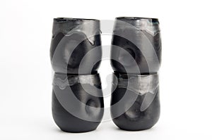 Black pottery cups