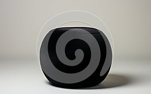 Black Pouffe on a White Background -Generative Ai