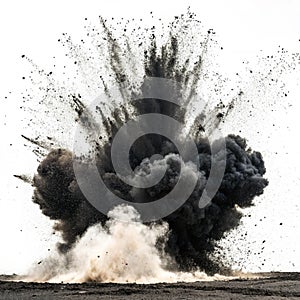 Black Powder Explosion isolated on white background