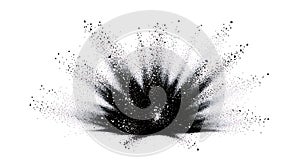 Black Powder Explosion on White Background