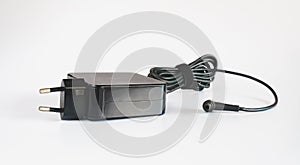 Black power ac to dc adaptor. Power adapter of computer