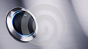 Black power button with blue led light