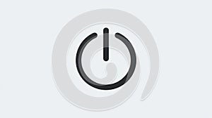Black Power Button Icon on White Background Used to Start or Shutdown