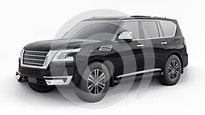 Black Premium Family SUV car isolated on white background. 3d rendering