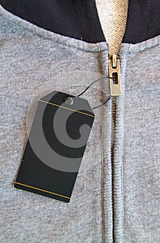 Black price tag with string