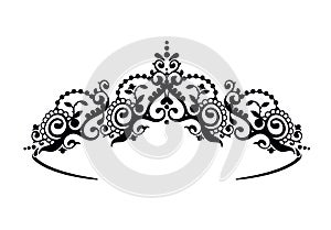 Black princess diadem on a wight background. The crown. Vector illustration.