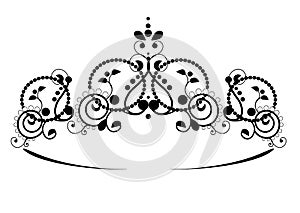 Black princess diadem on a wight background. The crown. Vector illustration.