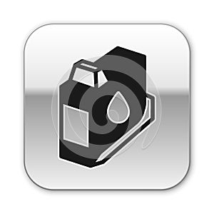Black Printer ink cartridge icon isolated on white background. Silver square button. Vector