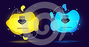 Black Processor icon isolated on black background. CPU, central processing unit, microchip, microcircuit, computer