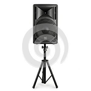 Professional Audio Speaker on Tripod Stand Isolated on White Background