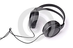 Black professional over-ear wired headphones