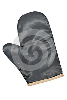 black protective glove on white background, kitchen mitten