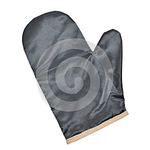 black protective glove on white background, kitchen mitten
