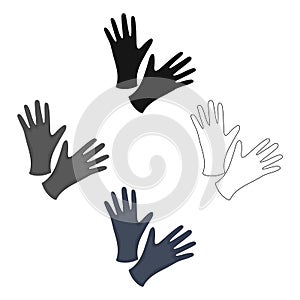 Black protective rubber gloves icon cartoon,black. Single tattoo icon from the big studio cartoon,black.