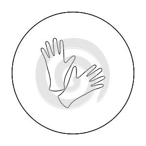 Black protective rubber gloves icon outline. Single tattoo icon from the big studio outline.