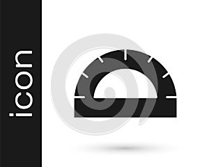 Black Protractor grid for measuring degrees icon isolated on white background. Tilt angle meter. Measuring tool
