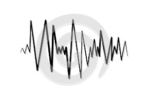 Black pulse music player. Audio wave logo. Equalizer element. Isolated design symbol. Jpeg illustration