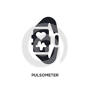 black pulsometer isolated vector icon. simple element illustration from gym and fitness concept vector icons. pulsometer editable photo