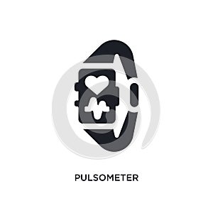 black pulsometer isolated vector icon. simple element illustration from gym and fitness concept vector icons. pulsometer editable