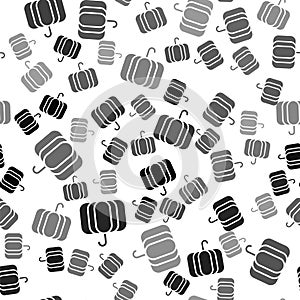 Black Pumpkin icon isolated seamless pattern on white background. Happy Halloween party. Vector Illustration