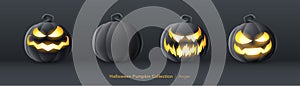 Black pumpkin set of Halloween - Anger expression