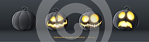 Black pumpkin set of Halloween - Spooky expression