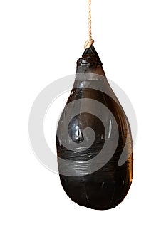 Black Punching bag for boxing or kick boxing sport, isolated on white background