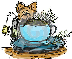 Black puppy/dog in a tea