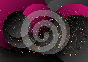 Black and purple circles with golden dots abstract background