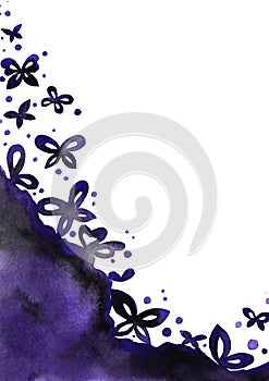 Black and purple color butterfly watercolor background for decoration.