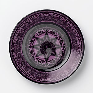 Black And Purple Star Plate With Gothic Pentacles