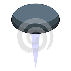 Black push pin icon isometric vector. Reminder image object