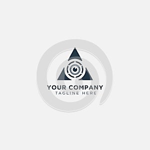 Black pyramid triangle eye logo design
