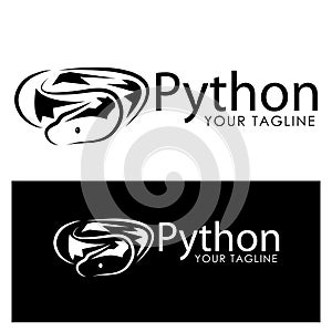 Black python logo template. Black phyton Monogram