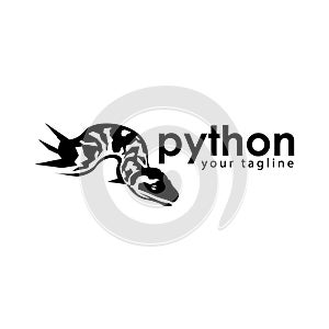 Black python logo template. Black python Monogram