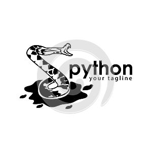 Black python logo template. Black python Monogram