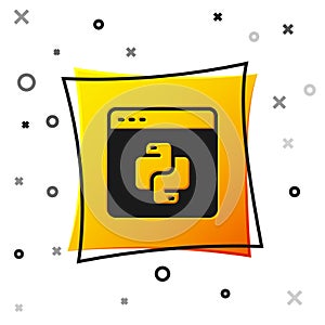 Black Python programming language icon isolated on white background. Python coding language sign on browser. Device